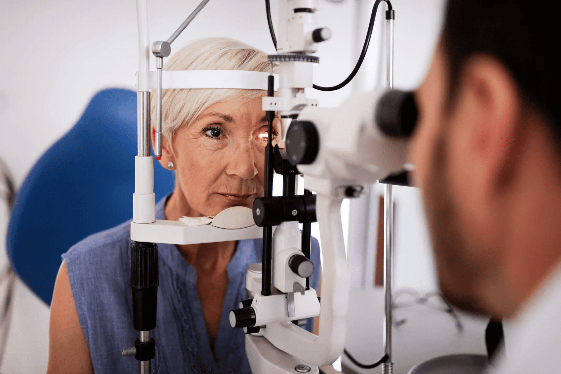 Patient receiving eye care